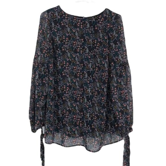 H&M Sheer balloon sleeve  lined floral blouse - Picture 1 of 11